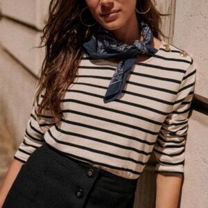 Sezane Collete Mariniere in black and white stripe